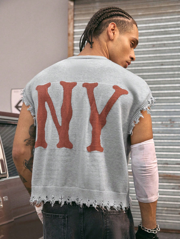 NY DISTRESSED KNIT VEST